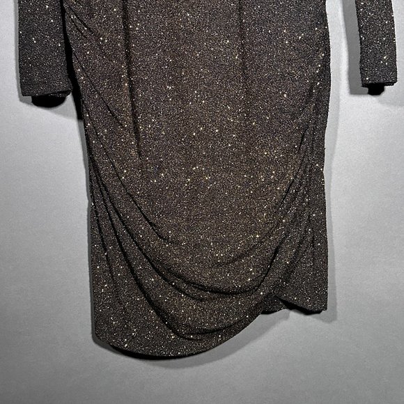 NWT Gibson Latimer Black Gold Stretch Sparkle Long Sleeve Dress Size XXL - Picture 5 of 11